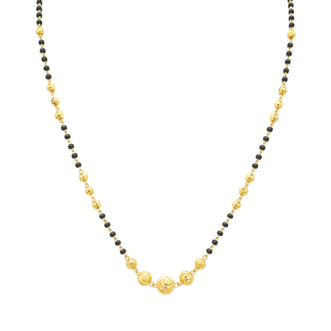 Collier mangalsutra en or jaune 22 carats perlé taille diamant 18,5