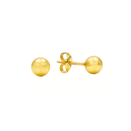 22kt geelgouden hoogglans ronde gladde bol oorstekers 5mm