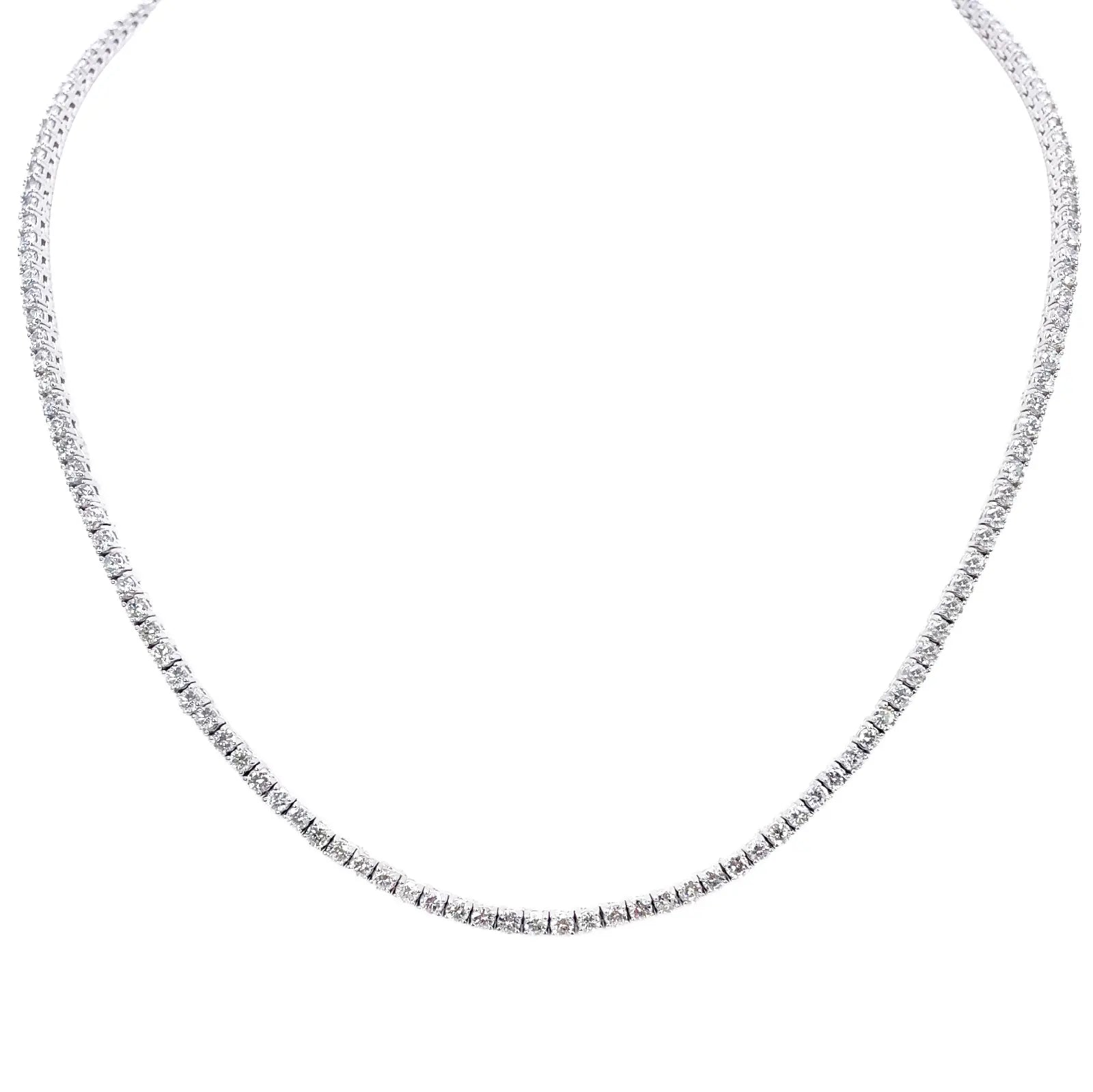 14ct White Gold Diamond Tennis Necklace 7.74ct 17''inches 