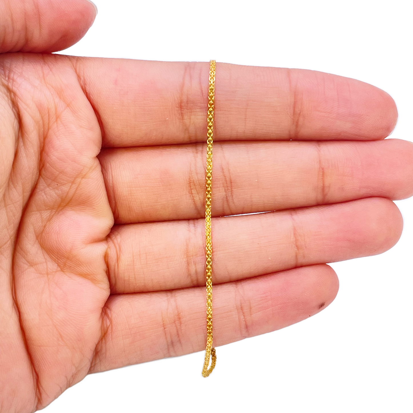 22ct Yellow Gold Flat High Polished Thin Minimalist Bracelet 7'' inch 2.1mm