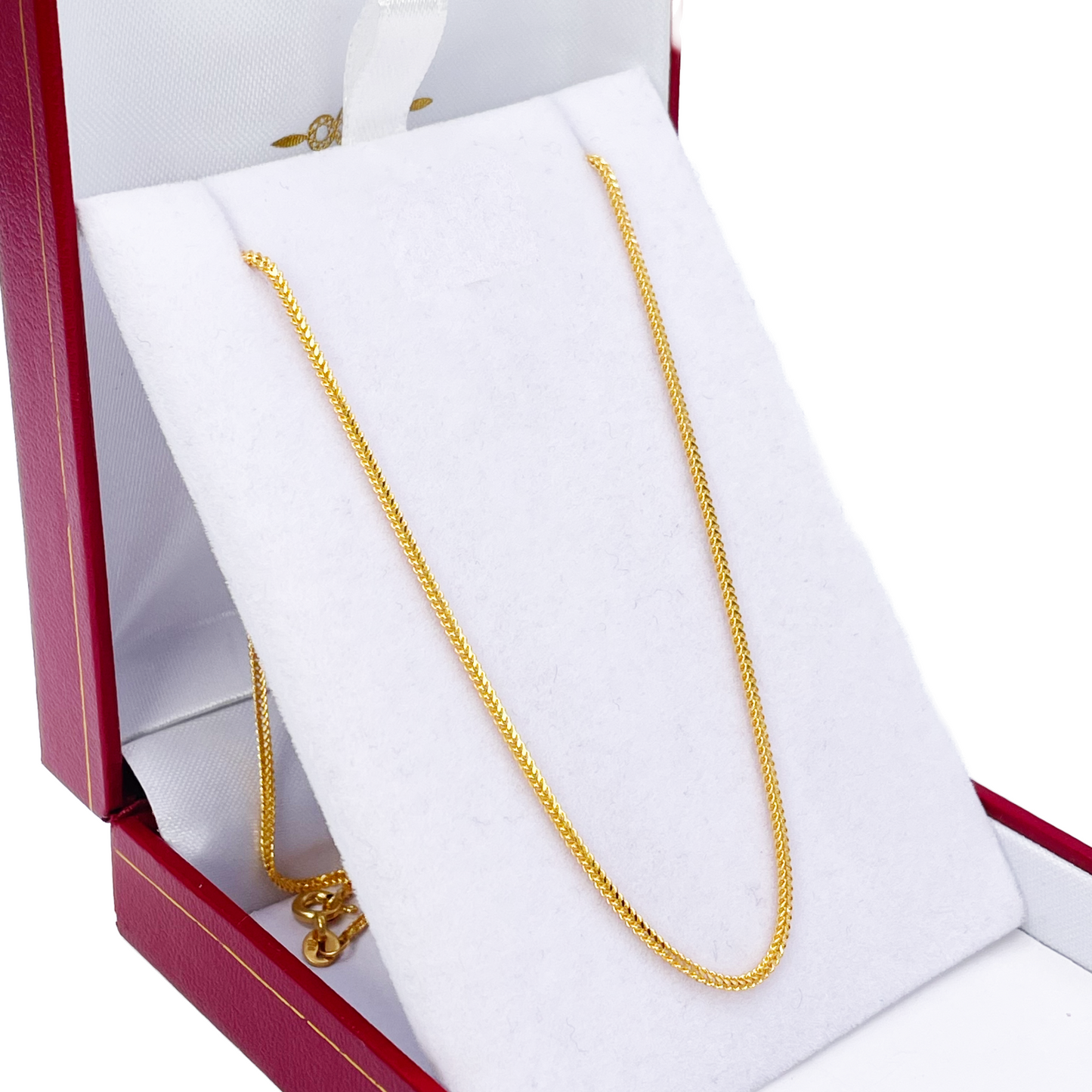 22kt geelgouden massieve foxtail-ketting, 16 inch, breedte 1,2 mm