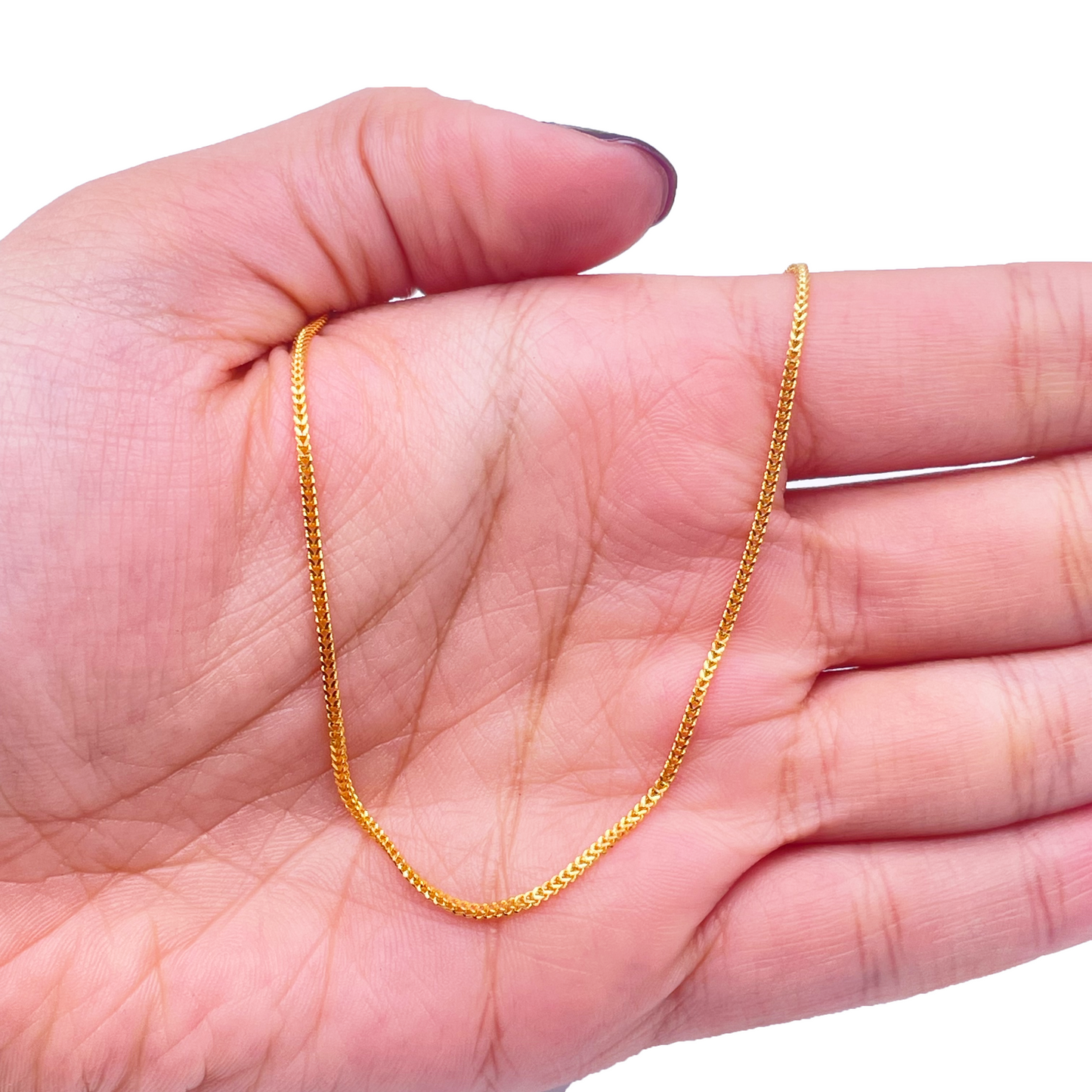 22kt geelgouden massieve foxtail-ketting, 16 inch, breedte 1,2 mm