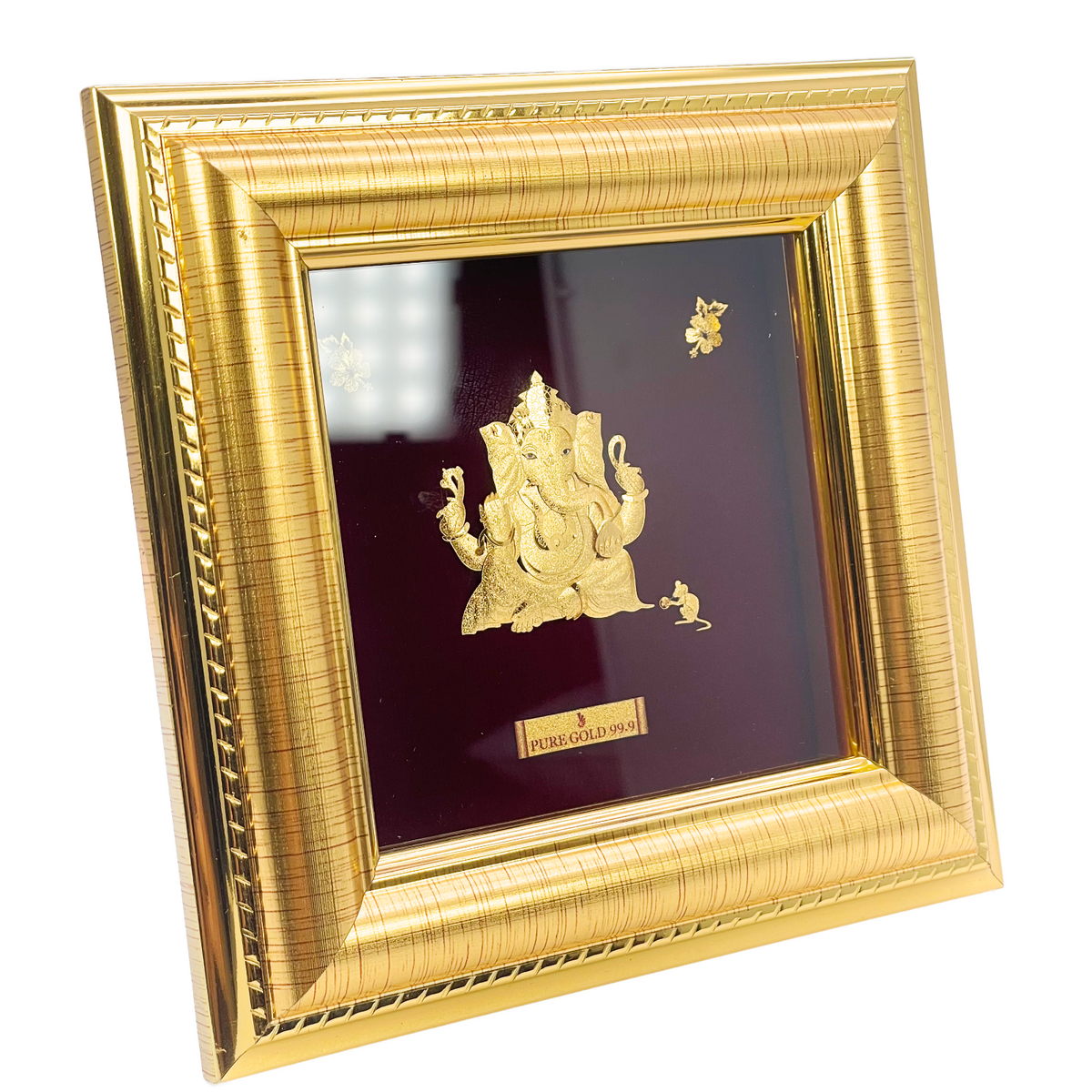 24ct Pure Gold Leaf Bal Suvarna Ganesha Frame 13.9 x 13.9cm