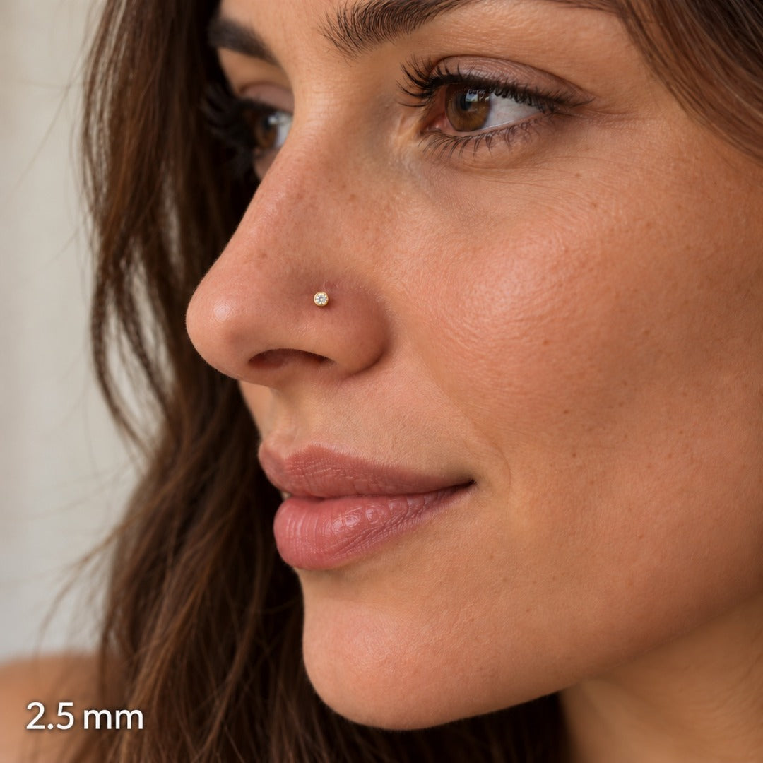 Clous de nez/bijoux de nez à vis en or jaune 22 carats et oxyde de zirconium (3,5MM-4,5MM)
