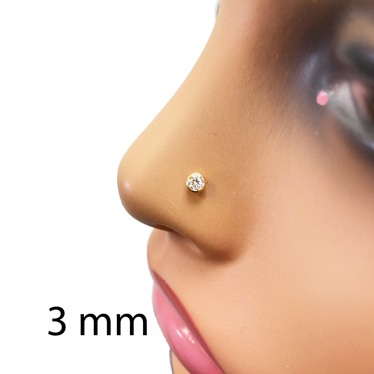Boucles d'oreilles clous pour enfants en or jaune 22 carats serti clos rond 2,5-4,5 mm