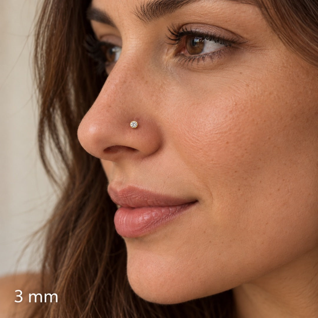Clous de nez/bijoux de nez à vis en or jaune 22 carats et oxyde de zirconium (3,5MM-4,5MM)