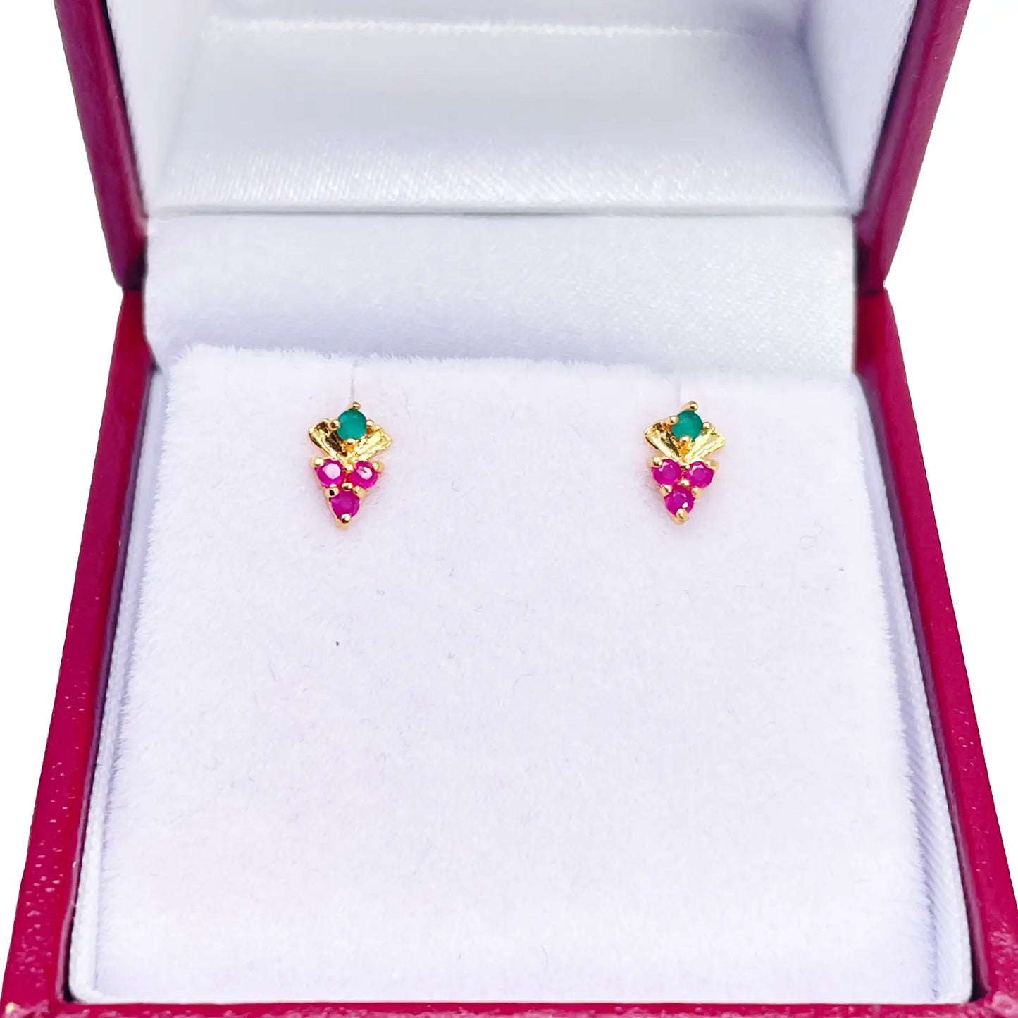 22ct Yellow Gold Children's Colourful Fruit Small Gemstone Stud Earrings 