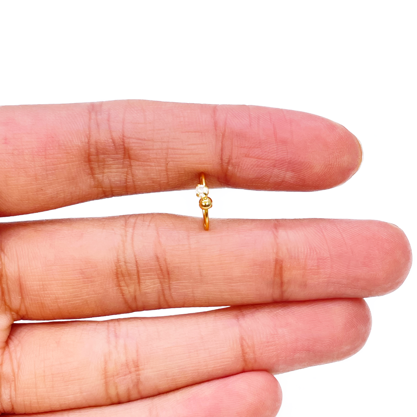 Créoles en or jaune 22 carats, petite bague créole de nez Huggie 8,8 mm