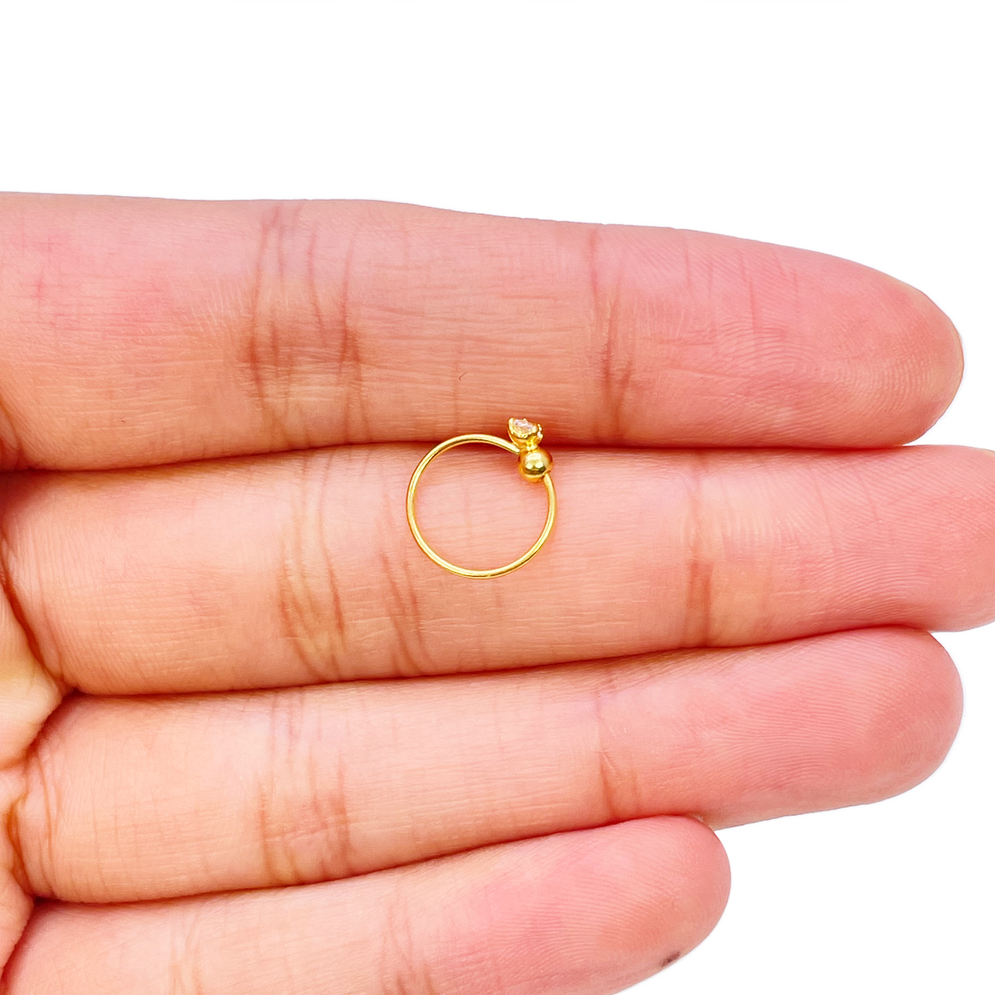 Créoles en or jaune 22 carats, petite bague créole de nez Huggie 8,8 mm