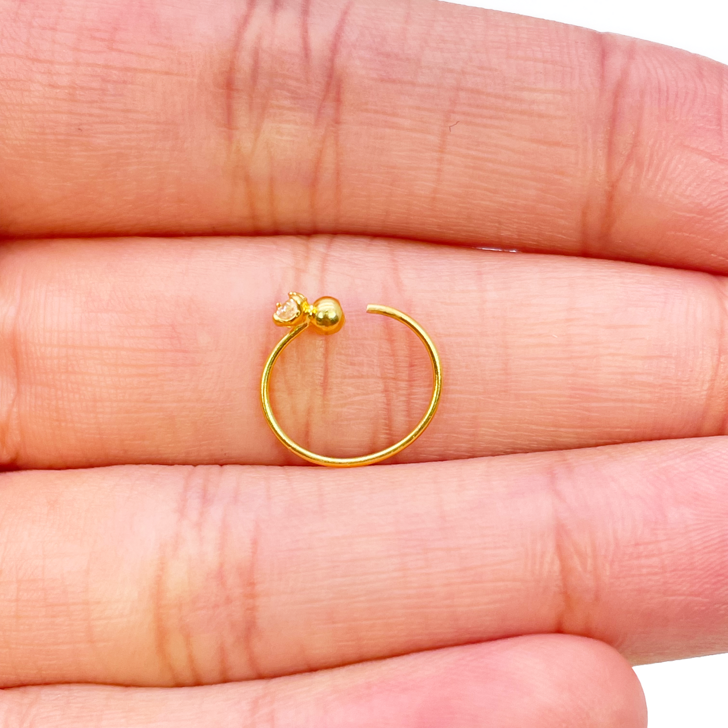 Créoles en or jaune 22 carats, petite bague créole de nez Huggie 8,8 mm