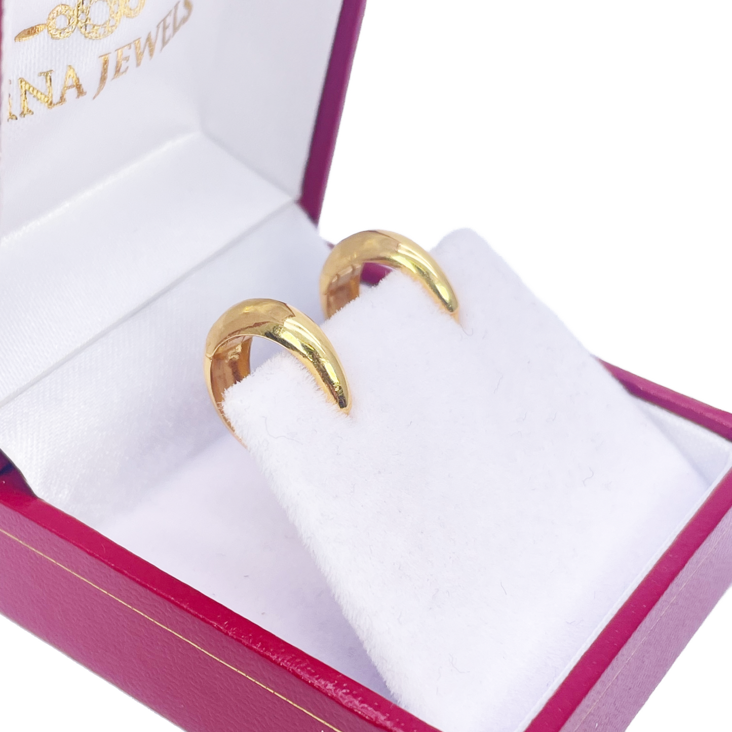Boucles d'oreilles créoles huggie dôme hautement polies en or jaune 18 carats, diamètre 10,8 mm