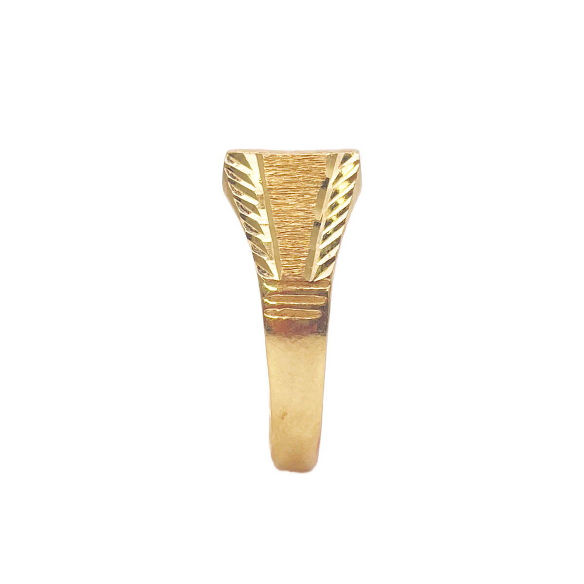 Bague de 8,4 mm en or 22 carats, carrée, avec motif texturé et finition polie, coupe diamant