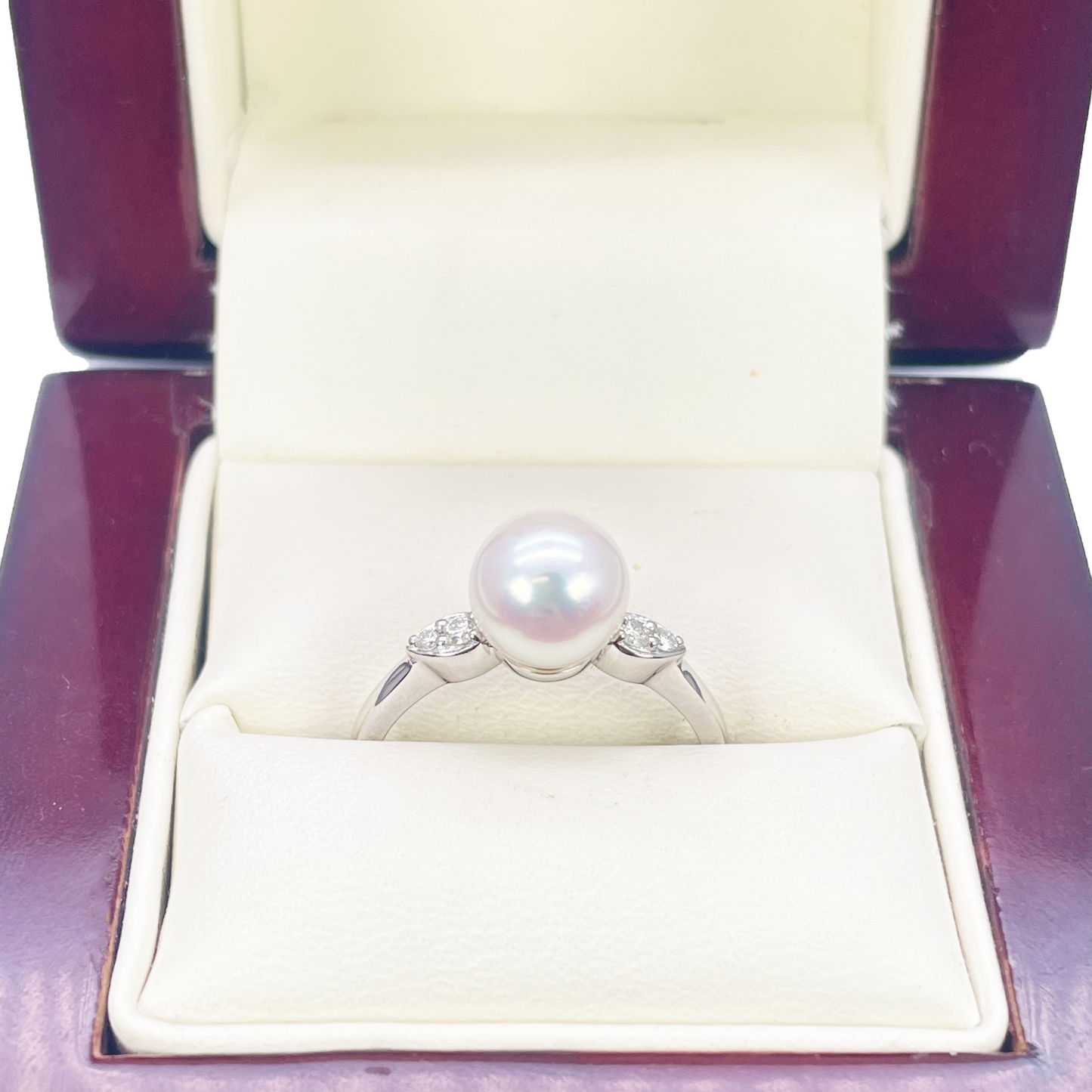18-karaats gouden ring met zoetwaterparel en diamant, natuurlijke ronde slijpvorm 0,07ct