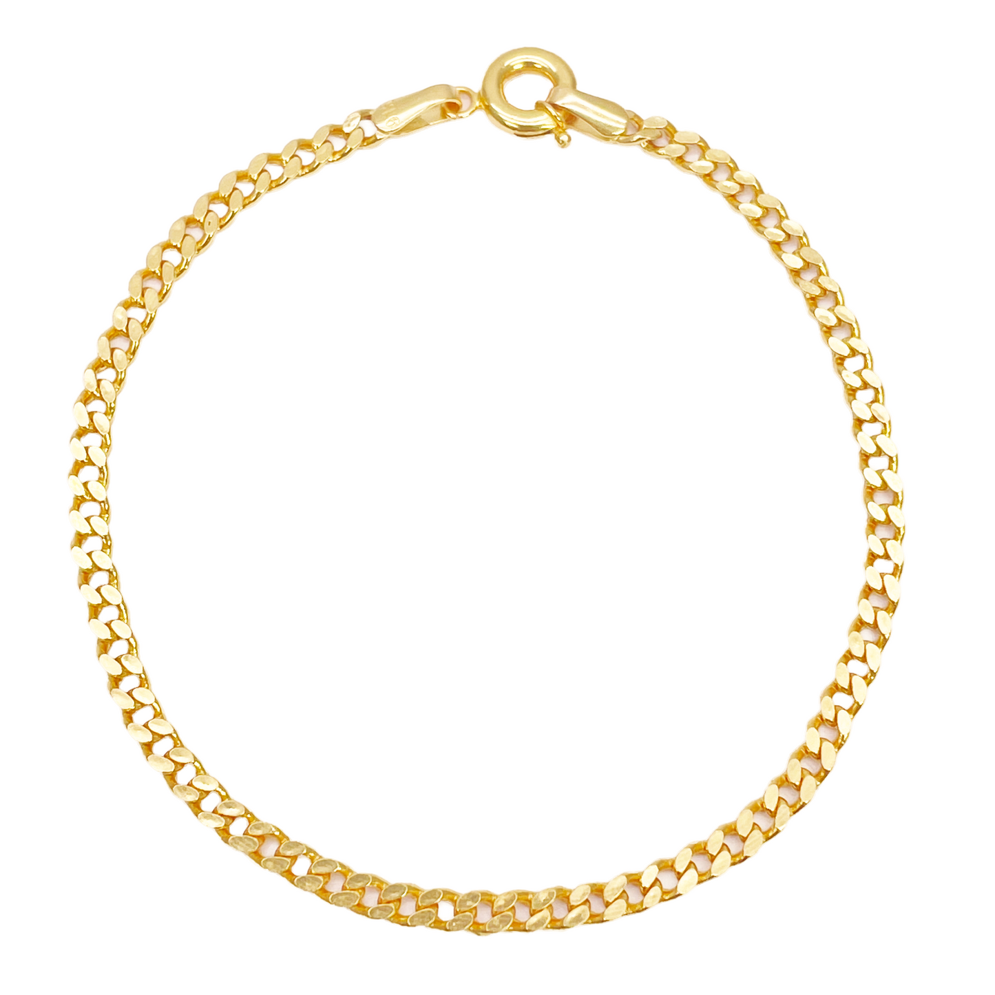 Bracelet en or 22 carats à maillons gourmette, poli miroir, 6,8 pouces