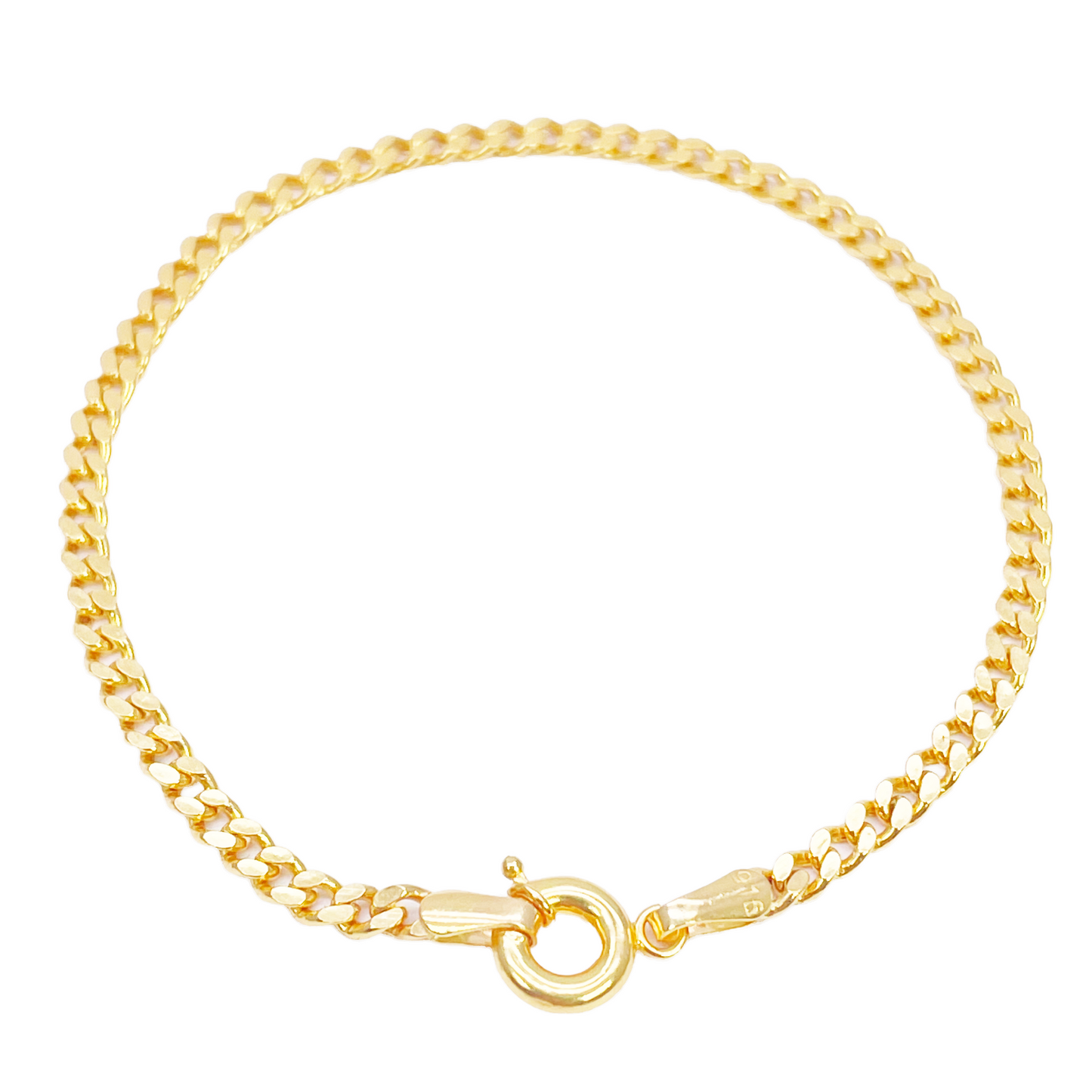 Bracelet en or 22 carats à maillons gourmette, poli miroir, 6,8 pouces