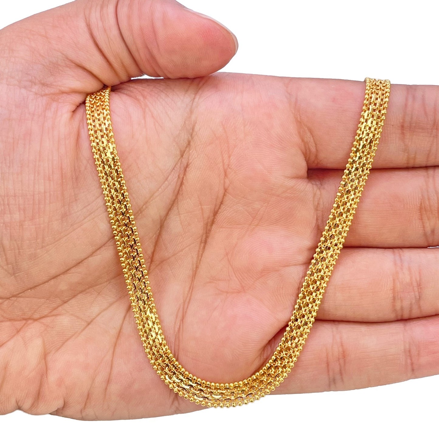 22ct Yellow Gold Flat Link Chain Necklace 22 Inches 5.2mm Width