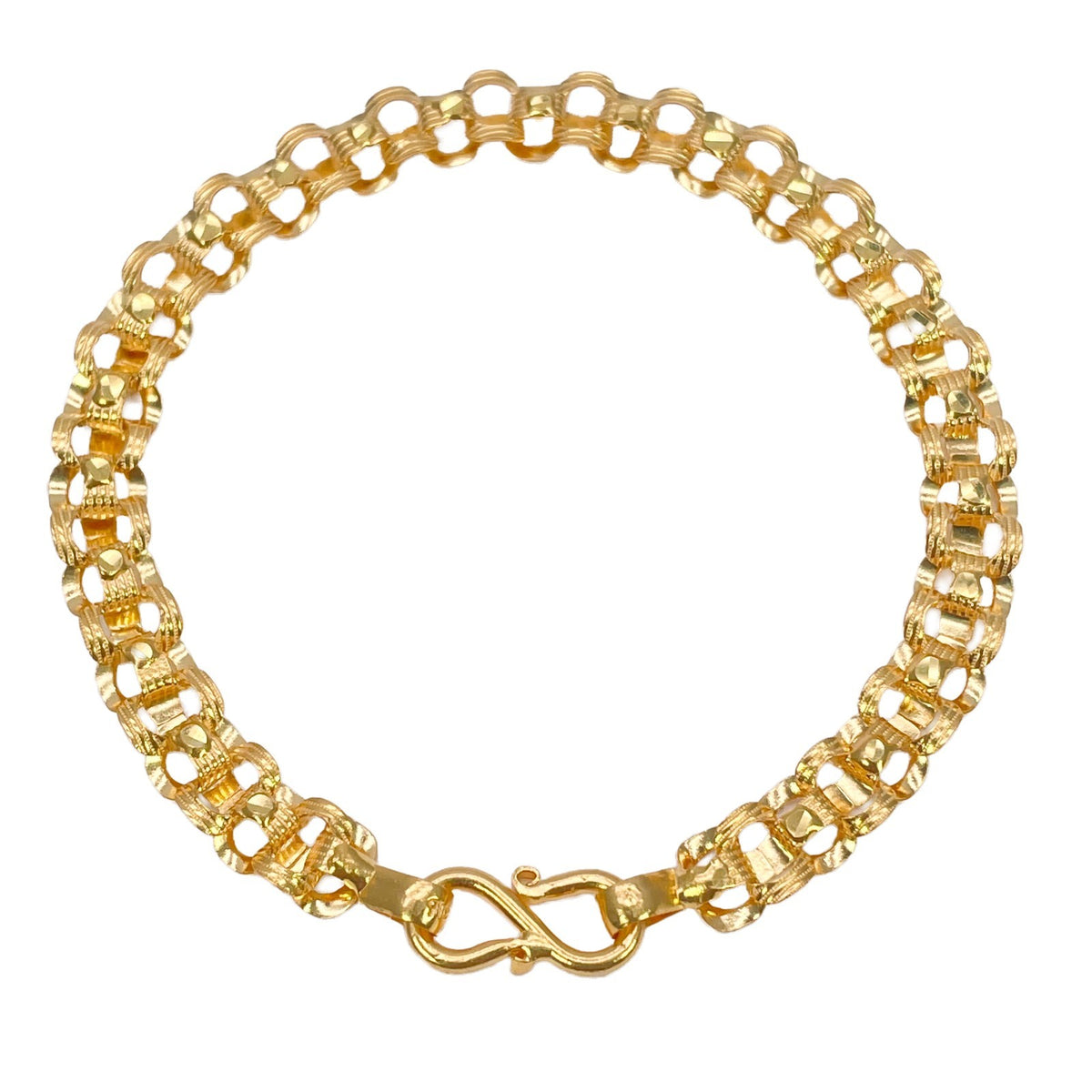 22ct Yellow Gold Lightweight Double Row Belcher Link Bracelet