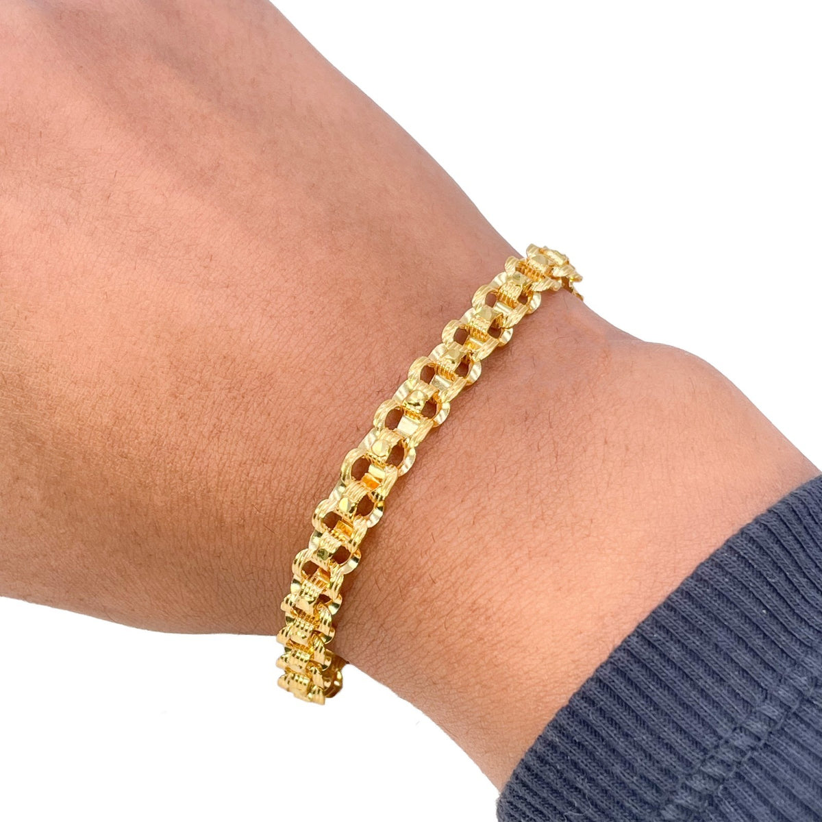 22ct Yellow Gold Lightweight Double Row Belcher Link Bracelet