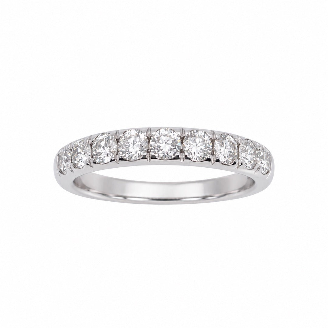 18ct White Gold Natural Diamond Half Eternity Ring Claw Set 0.71ct