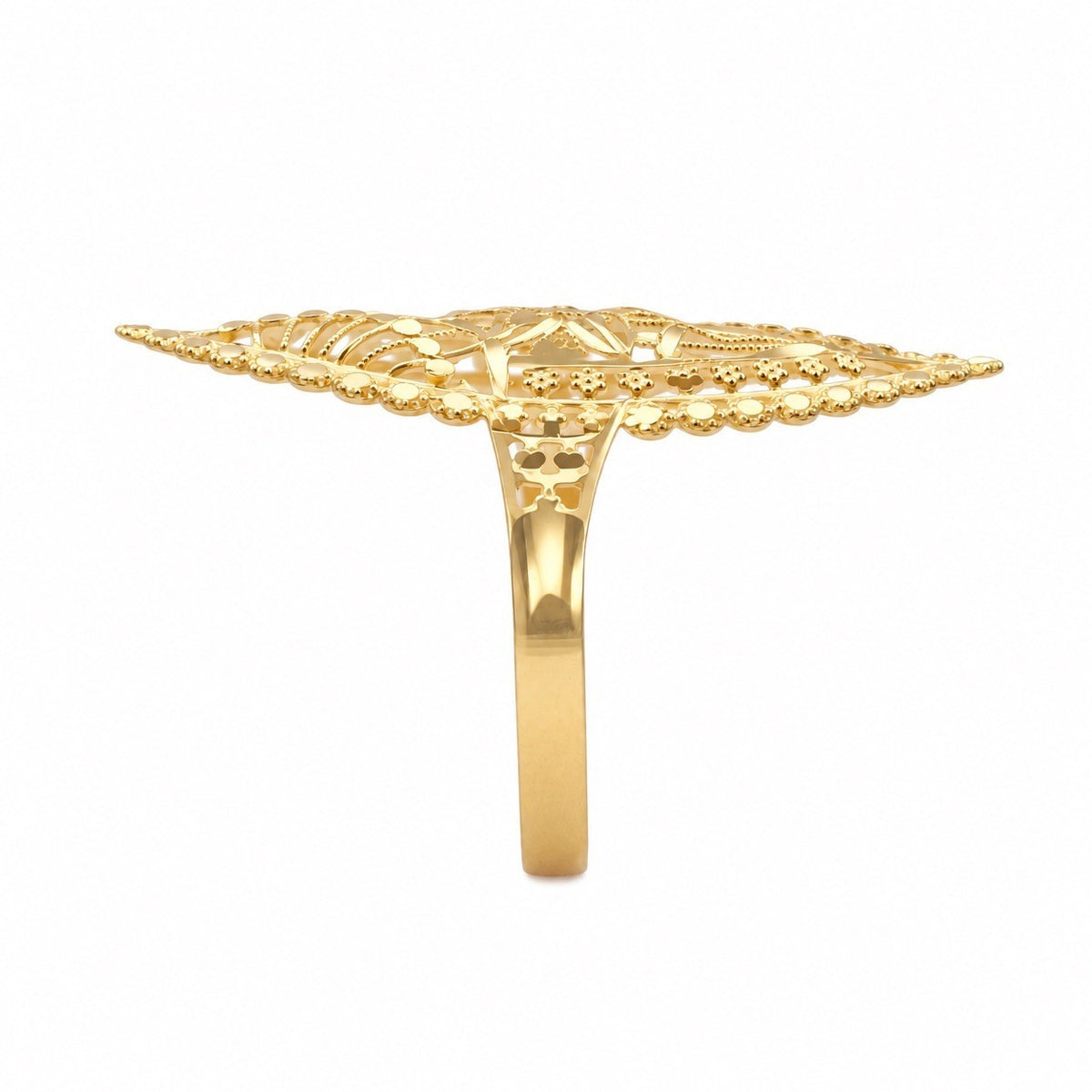 22ct Yellow Gold Marquise Filigree Ring Floral Openwork Statement