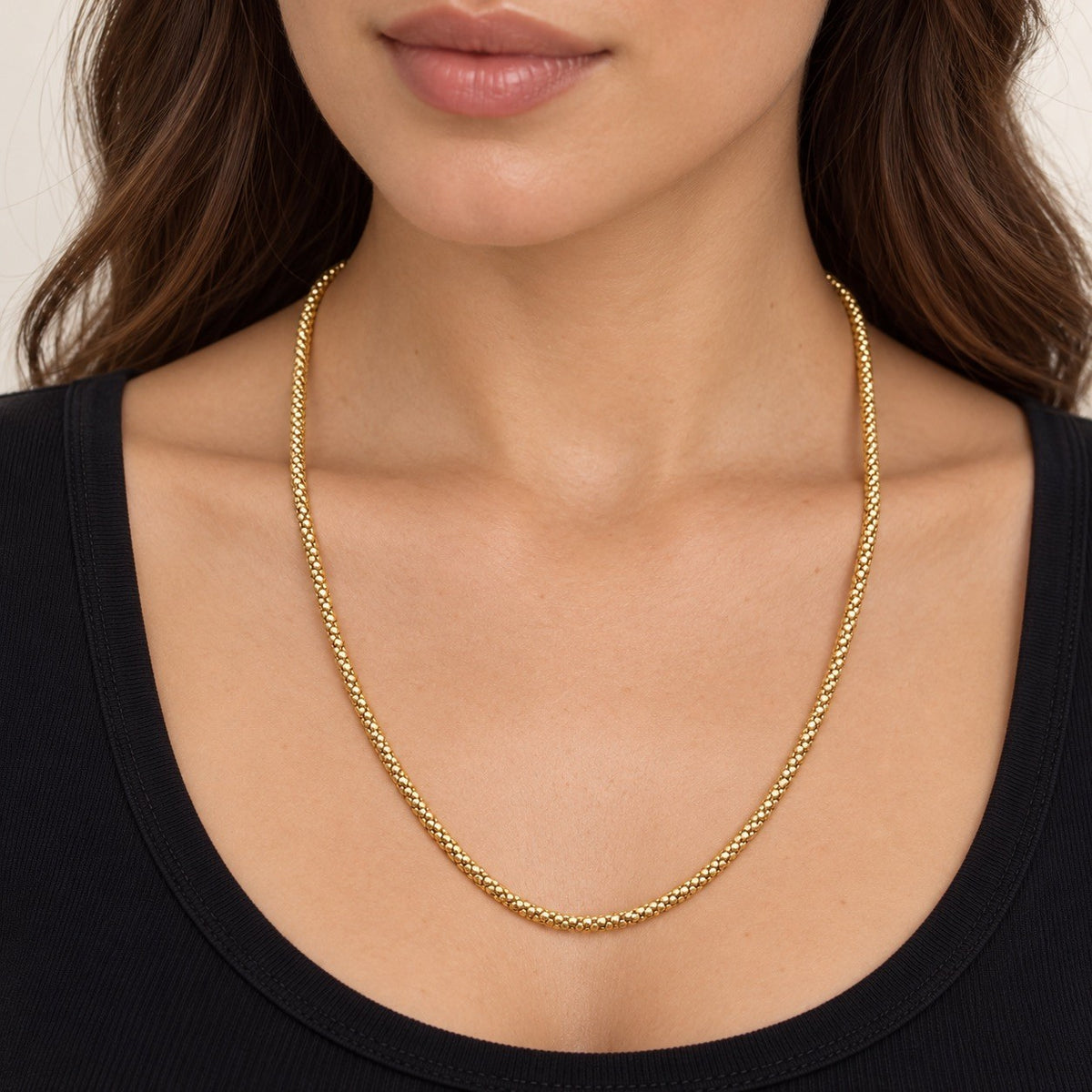 22ct Yellow Gold Popcorn Chain Necklace Textured Link Design