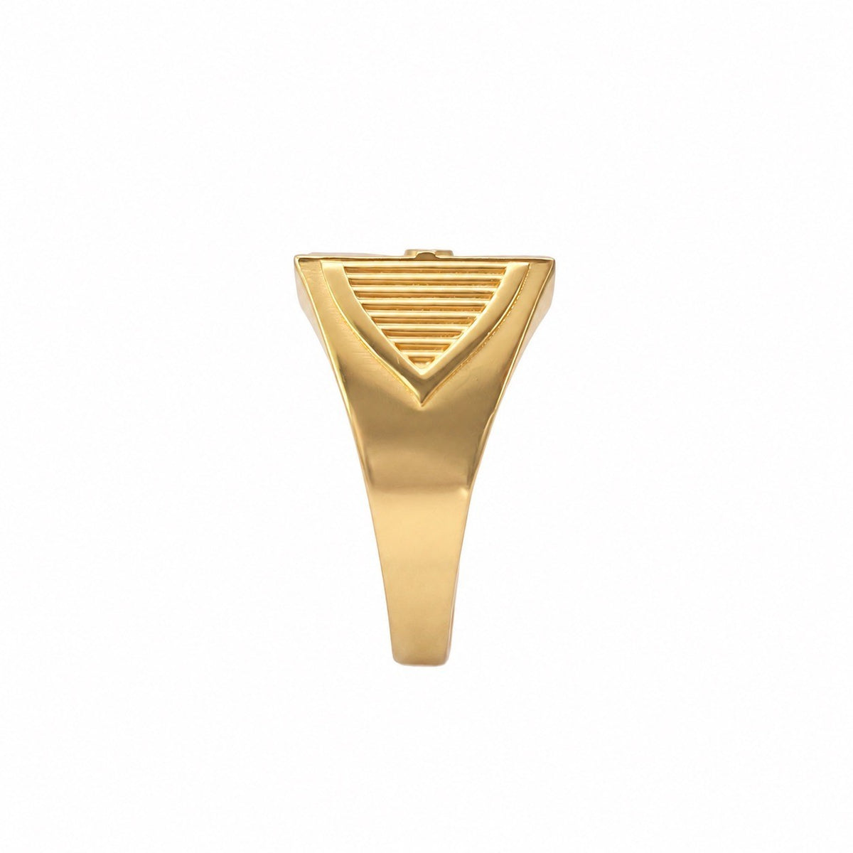 22ct Yellow Gold Geometric Signet Ring Ribbed Fluted Design