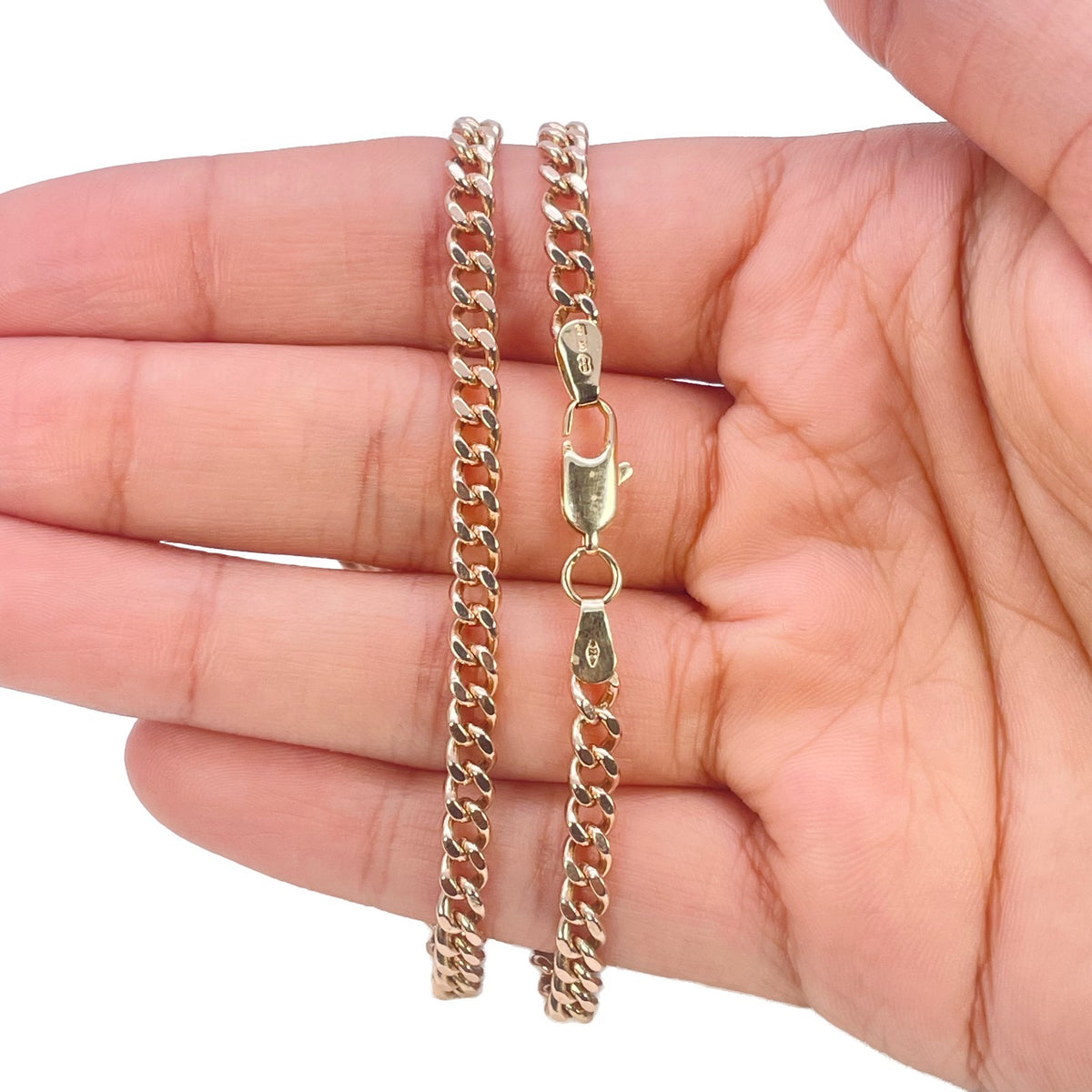 9ct Rose Gold Curb Chain Necklace Flat Link Polished 27.5 Inches