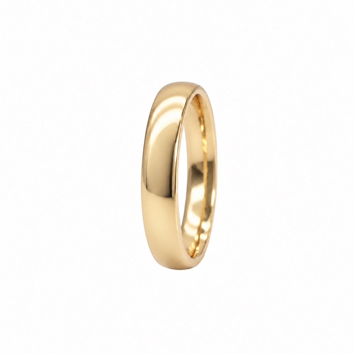 9ct Yellow Gold Plain Polished Wedding Band Ring Classic Court Shape - 4mm