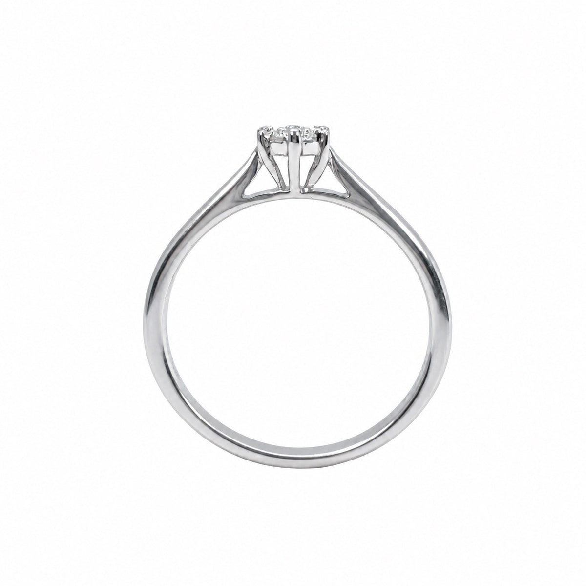14ct White Gold Natural Diamond Cluster Ring Seven Stone Flower 0.10ct