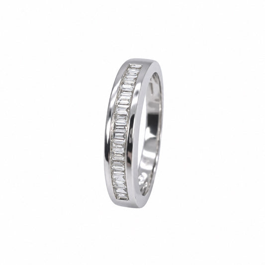 18ct white gold baguette diamond half eternity ring, channel set 0.20ct