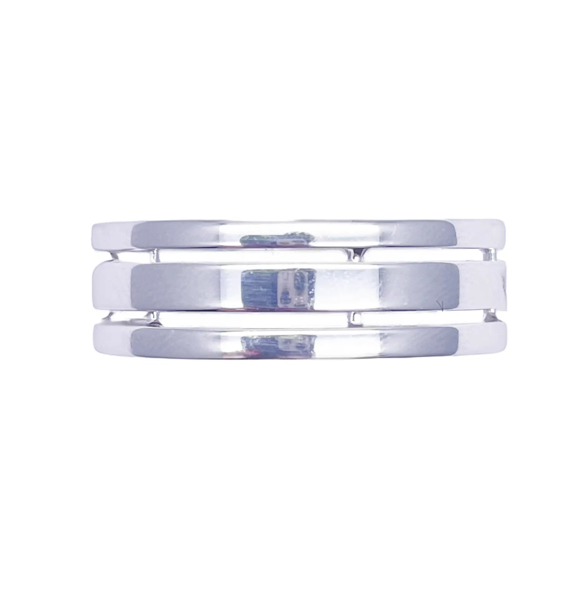 Mens Platinum 7mm Unique Polished 3 Row Cut Out Wedding Band Heavy Weight  Platinum Ring