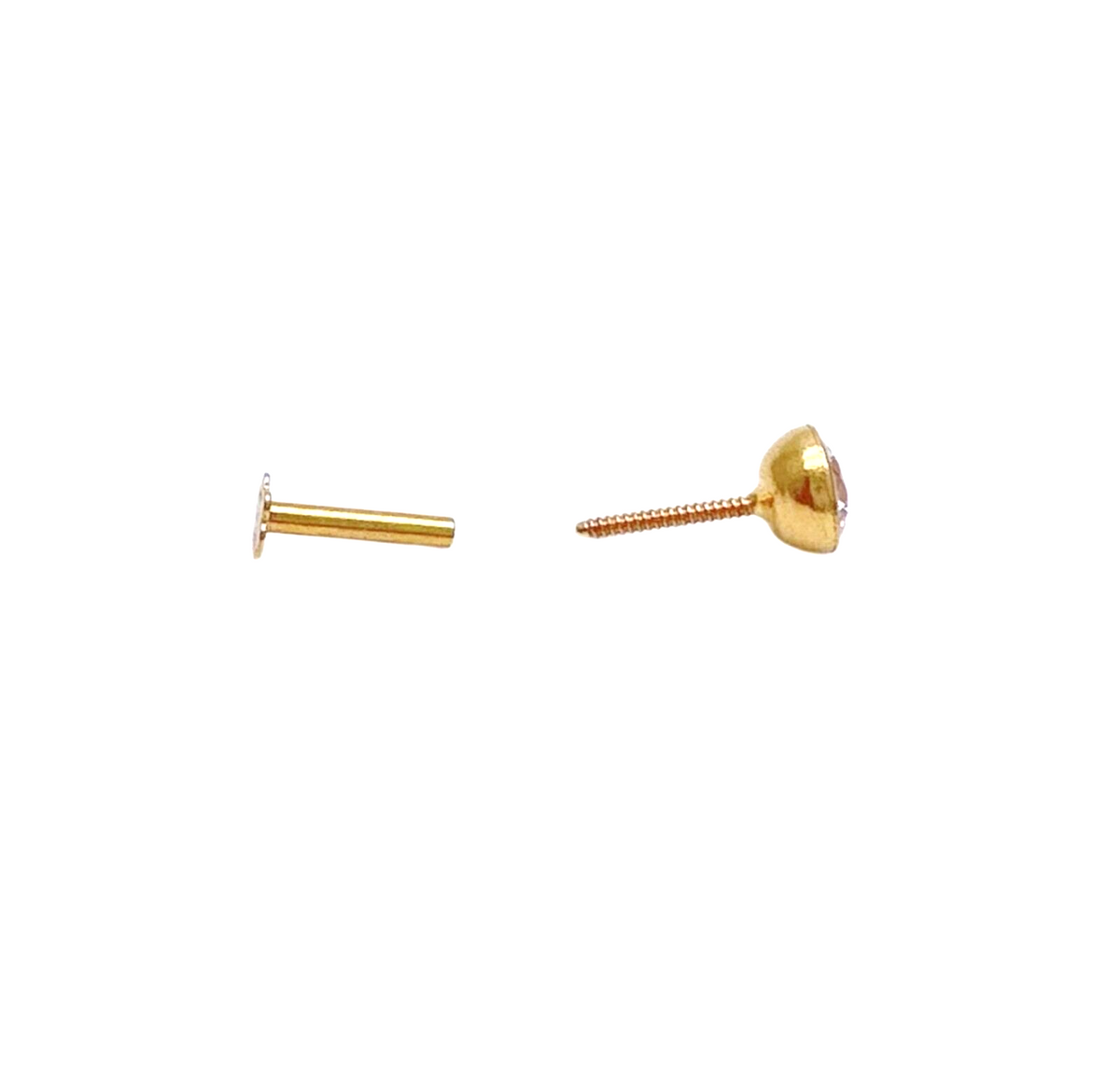 Boucles d'oreilles clous pour enfants en or jaune 22 carats serti clos rond 2,5-4,5 mm