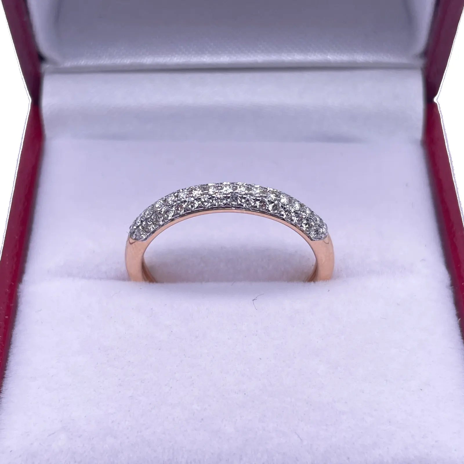 14ct Yellow Gold Diamond 3 Row Dome Shaped Pave Set Ring 0.34ct  Diamond Ring