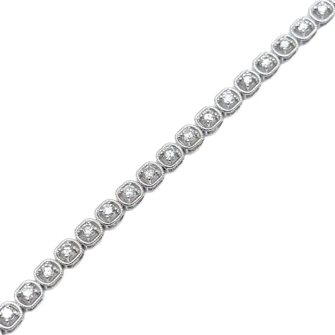 18Carat White Gold Diamond Tennis Bracelet 4claw 1.50cts 7.0''Inches Hallmarked  Diamond Bracelets