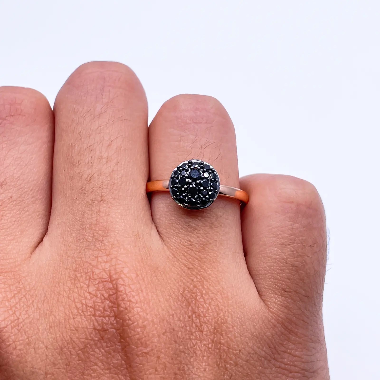 18ct Rose Gold Natural Black Diamond Cluster Ring 0.41ct  Diamond Ring