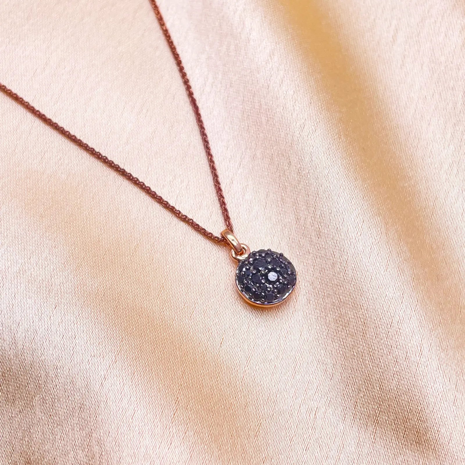 18ct Rose Gold & Natural Black Diamond Cluster Pendant 0.42cts with Chain 