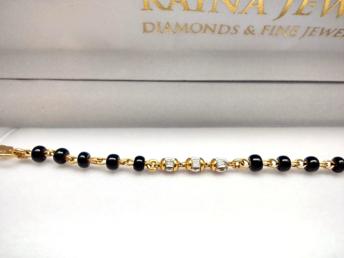 22ct Yellow Gold Baby Bracelet Black & Gold Beads  (Maniya / Manka / Nazariya) 