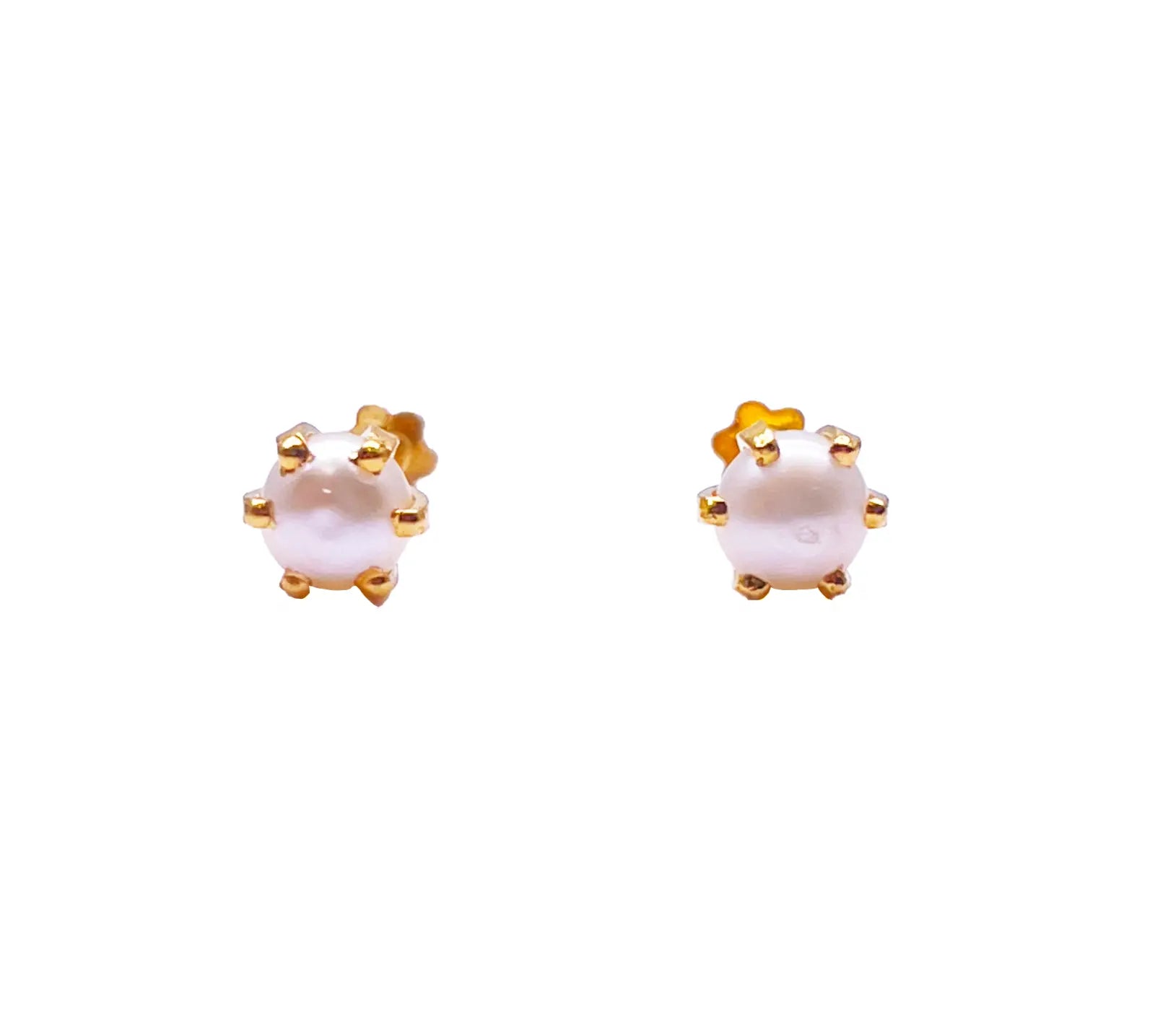 22ct Yellow Gold Children's Freshwater Pearl Claw Stud Earrings 4.3mm 