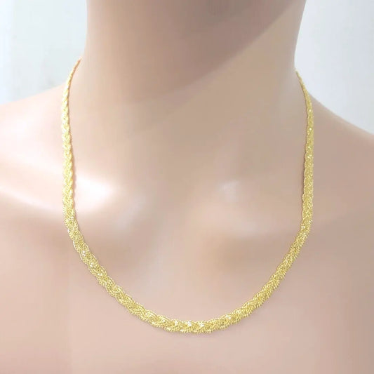 22ct Yellow Gold Filigree Braided Fox Necklace 20"inches 4.8mm Width 