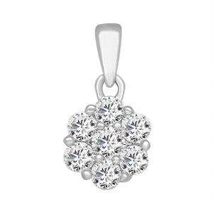 9ct White Gold Round Diamond  Pendant Chain Necklace 0.49ct 