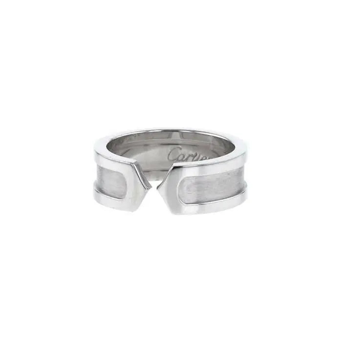 C De Cartier 18K White Gold 6mm Band Cartier Size 52 UK Size L Mint Condition 